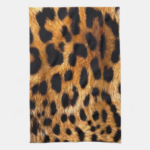 Leopard Spots Black Brown Wild Animal Fine Art Tea Towel