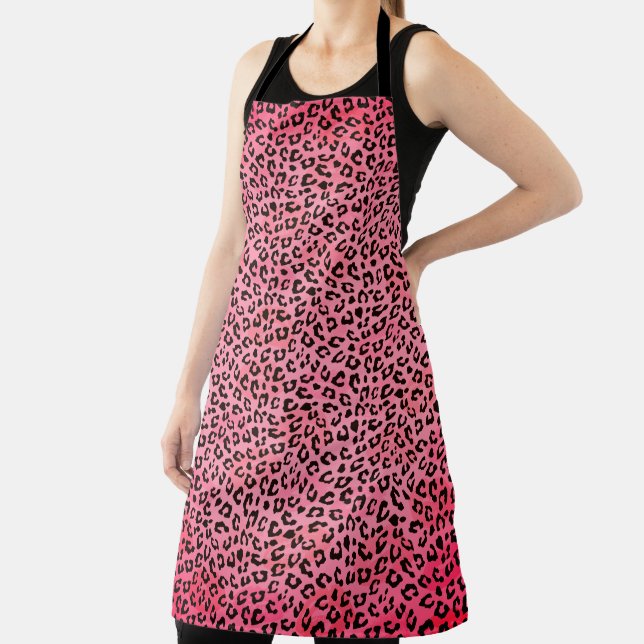 Leopard Spots Bright Pink Apron (Insitu)