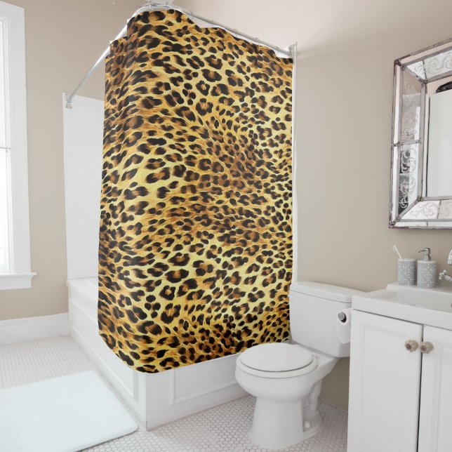 Leopard Spots Camouflage Pattern Painting Shower Curtain (In Situ)