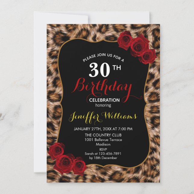 Leopard Spots Fur Jaguar Animal Cat skin Pattern   Invitation (Front)