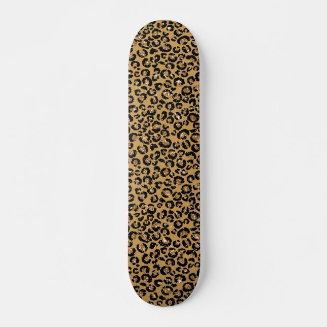 Leopard Spots Gold Fur Jaguar Pattern Skateboard (Front)