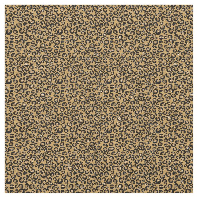 Leopard Spots Gold Metallic Fur Cat Animal Print Fabric (Close Up)