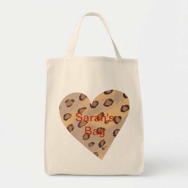 Leopard Spots Heart Personalised Bags (Front)