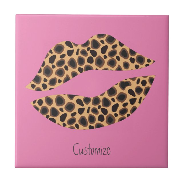 Leopard Spots Lipstick Kiss Thunder_Cove Ceramic Tile (Front)