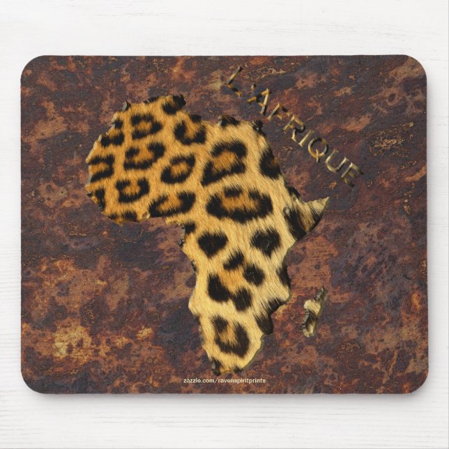 Leopard Spots Map of AFRICA Wildlife Mouse Pad (Front)