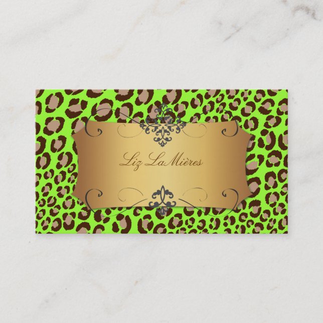 Leopard spots /neon green / business cards (Front)