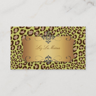 Leopard spots /olive green / business cards