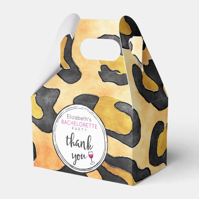 Leopard Spots Pattern Bachelorette Party Thank You Favour Box (Front Side)