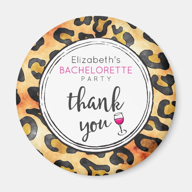 Leopard Spots Pattern Bachelorette Party Thank You Magnet (Front)