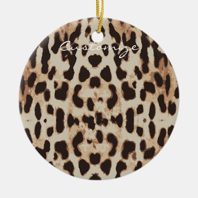 Leopard Spots Pattern Thunder_Cove Ceramic Ornament (Front)