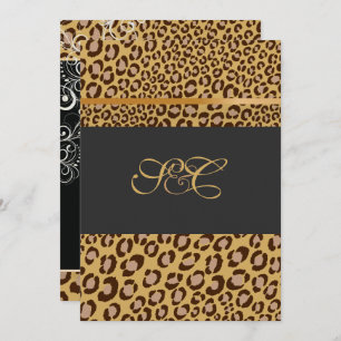 LEOPARD SPOTS+PEARL SWIRLS/VINTAGE INVITATION