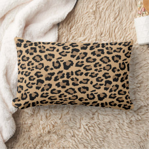 Leopard Spots Tan Brown Animal Print Pattern Lumbar Cushion