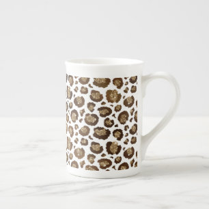 Leopard Spots Wild Animals Golden Glitter Safari Bone China Mug