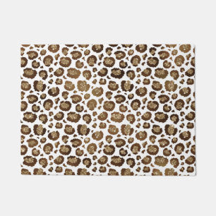 Leopard Spots Wild Animals Golden Glitter Safari Doormat