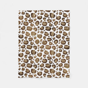 Leopard Spots Wild Animals Golden Glitter Safari Fleece Blanket