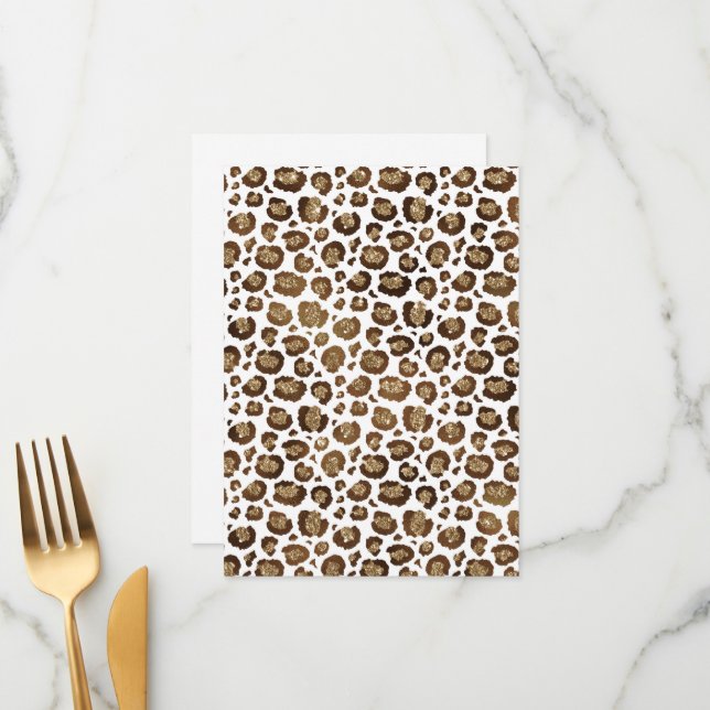 Leopard Spots Wild Animals Golden Glitter Safari Menu (Front/Back In Situ)