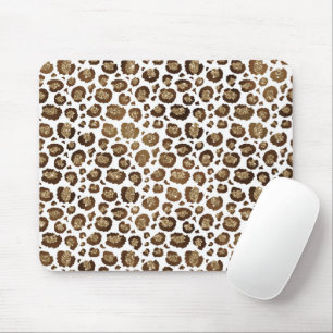 Leopard Spots Wild Animals Golden Glitter Safari Mouse Pad