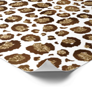 Leopard Spots Wild Animals Golden Glitter Safari Poster