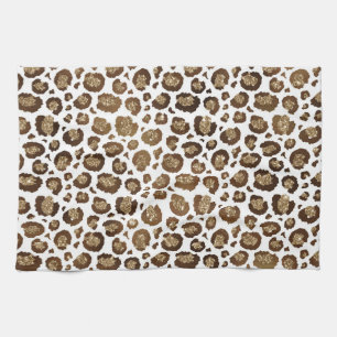 Leopard Spots Wild Animals Golden Glitter Safari Tea Towel