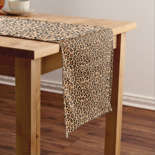 Leopard Spots Wild Cat Fur Pattern Long Table Runner