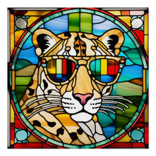 Leopard Stained Glass Poster