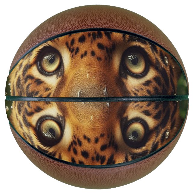 Leopard Stares While Lapping Water in Jungle  Basketball (Front)