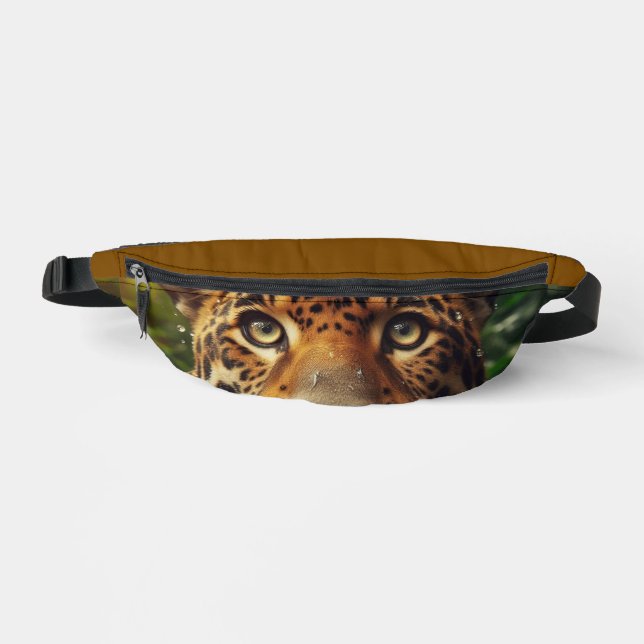 Leopard Stares While Lapping Water in Jungle  Bum Bags (Front)