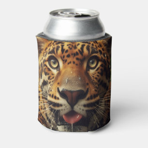 Leopard Stares While Lapping Water in Jungle Can Cooler