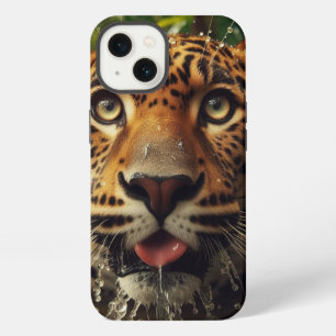 Leopard Stares While Lapping Water in Jungle iPhone 13 Case