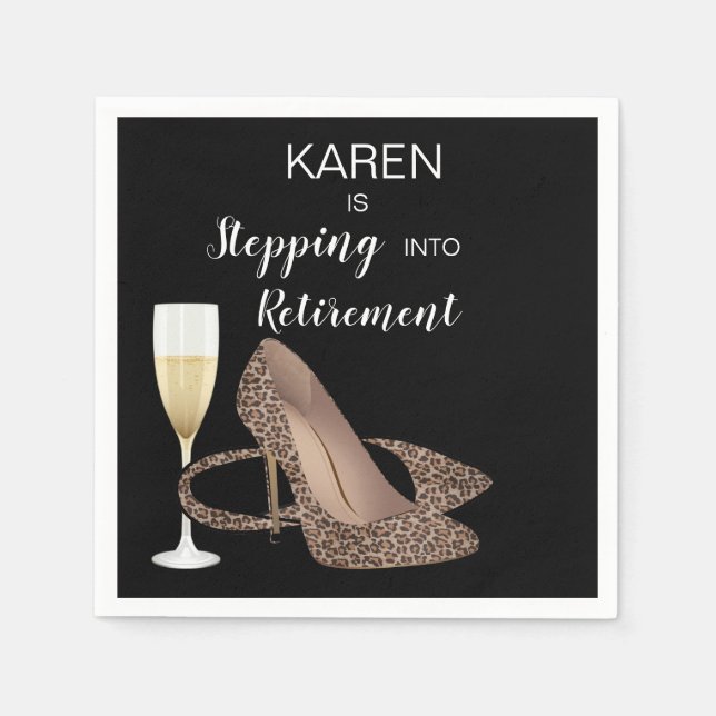 Leopard Stepping Into Retirement Napkins (Front)