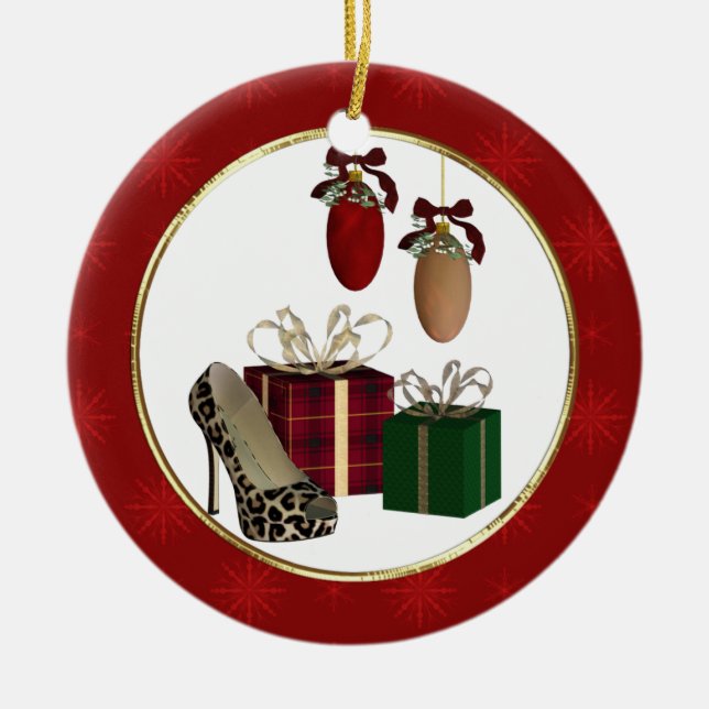 Leopard Stiletto Gifts Personalised Ornament (Front)