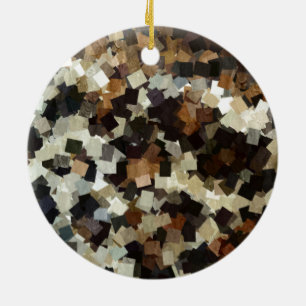 Leopard Style Brown Black Square Pattern Ceramic Tree Decoration