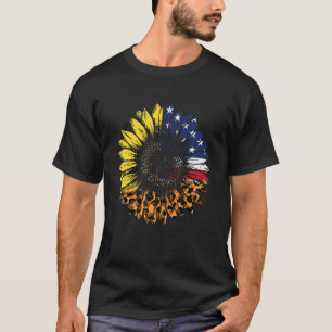 Leopard Sunflower American Us Flag 4th Of July Pat T-Shirt