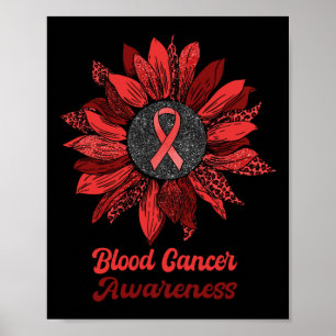 Leopard Sunflower Blood Cancer Awareness Warrior R Poster