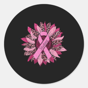 Leopard Sunflower Cheetah Breast Cancer Student Classic Round Sticker