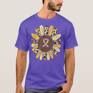 Leopard Sunflower Childhood Cancer Ribbon Awarenes T-Shirt