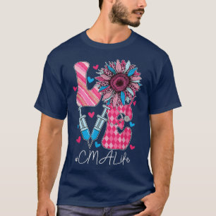 Leopard Sunflower CMA Life Stethoscope Nurses Week T-Shirt