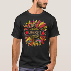 Leopard Sunflower Counsellor Appreciation Back To T-Shirt