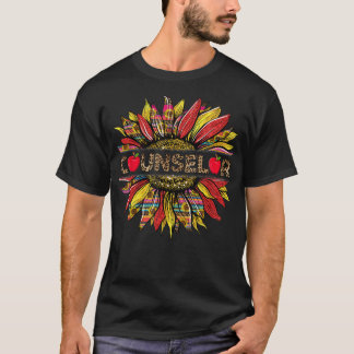 Leopard Sunflower Counselor Appreciation Back To S T-Shirt