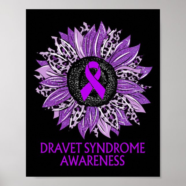 Leopard Sunflower Dravet Syndrome Awareness Purple Poster (Front)