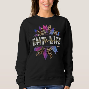 Leopard Sunflower Emt Life Nursing Stethoscope Nur Sweatshirt