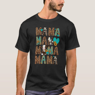 Leopard Sunflower Heifer Cow Mama Western Country  T-Shirt