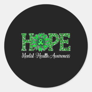 Leopard Sunflower Hope Mental Health Awareness Gre Classic Round Sticker