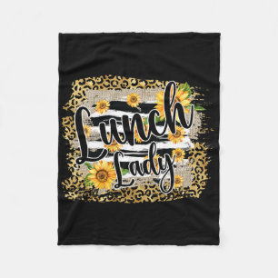 Leopard Sunflower Lunch Lady First Day Ck To Schoo Fleece Blanket