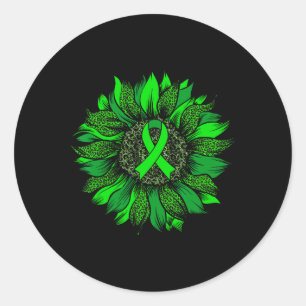 Leopard Sunflower Mental Health Awareness Green Ri Classic Round Sticker