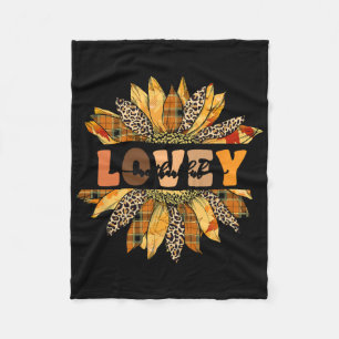 Leopard Sunflower One Thankful Lovey Fall Thanksgi Fleece Blanket