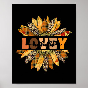 Leopard Sunflower One Thankful Lovey Fall Thanksgi Poster