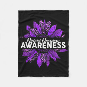 Leopard Sunflower Opioid Overdose Awareness Purple Fleece Blanket