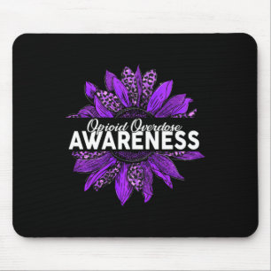 Leopard Sunflower Opioid Overdose Awareness Purple Mouse Pad