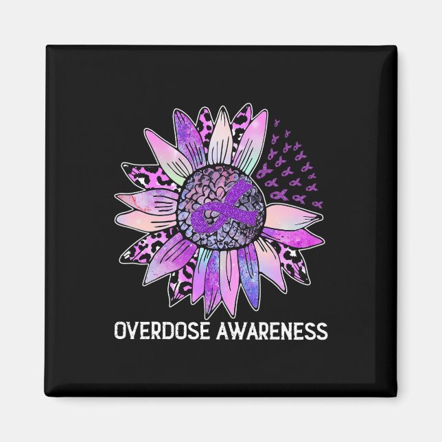 Leopard Sunflower Overdose Awareness Month Purple  Magnet (Front)
